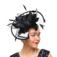 Women’s Chic Sinamay Fascinator Hat – Elegant Feather Cocktail Wedding Party Headpiece with Birdcage Veil & Detachable Clip