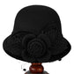 Women’s Wide Brim Bowler Hat – Vintage Church Hat with Mesh & Flowers, Elegant Accessory for Fancy Dress & Costumes