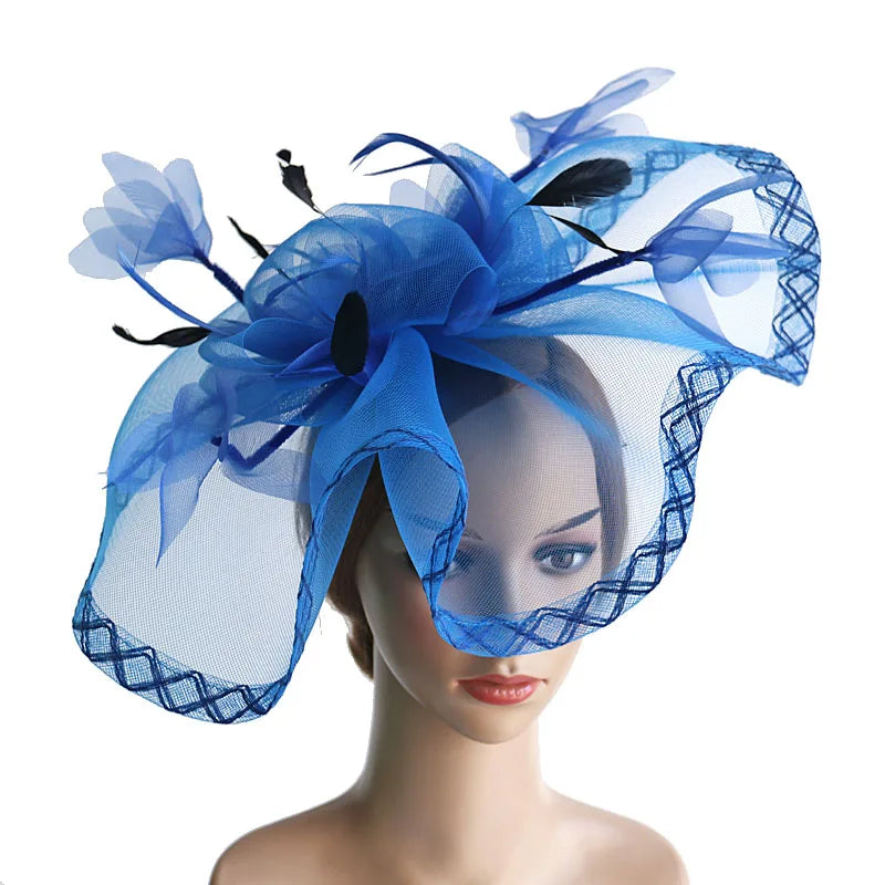 Fascinators Hat Mesh Floral Feather Fascinator Headband for Wedding Cocktail Tea Party or Special Occasion