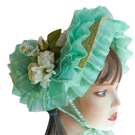 Handmade Lace Straw Sun Hat – Elegant Ribbon Wide Brim Hat for Women, Lolita Fashion Tea Party, Summer Beach & Travel