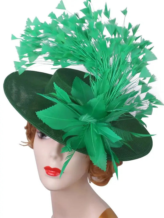 Elegant Flower Fascinator Hat with Feathers – Women’s Pillbox Headband for Weddings, Kentucky Derby & Special Events