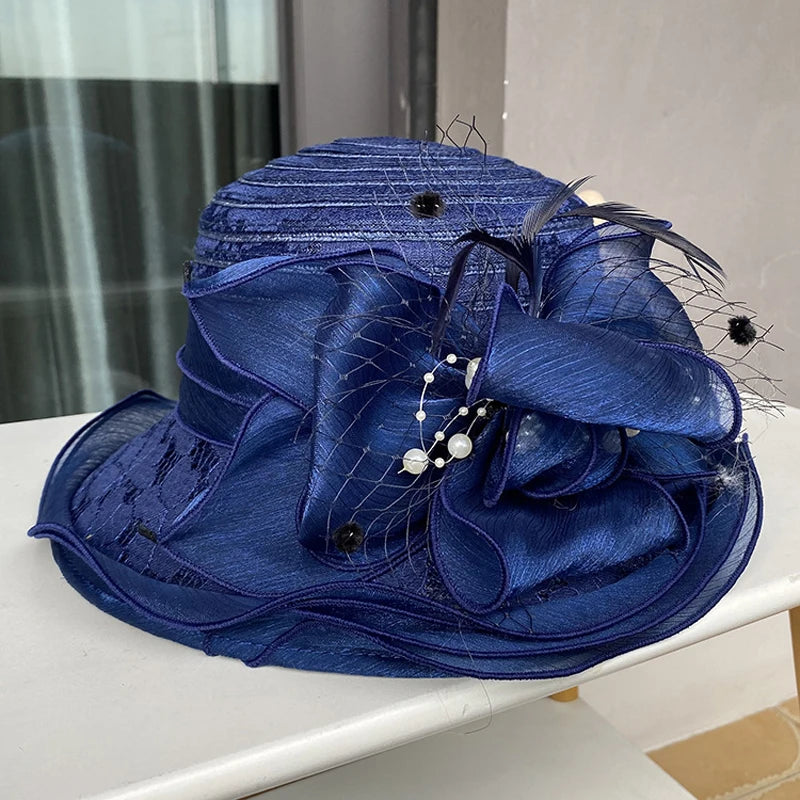 2025 Ladies Fascinator Millinery Church Hat – Elegant Bow Wide Brim Fedora Bucket Hat for Women Kentucky Derby & Summer Sun Protection