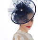 Women’s Fascinator Hat with Feather & Mesh – Alice Headband Hair Clip for Weddings, Cocktail Parties, Kentucky Derby & Tea Parties