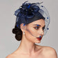 Elegant Birdcage Veil Fascinator with Flowers & Feathers – Women’s Wedding, Tea Party & Cocktail Headpiece