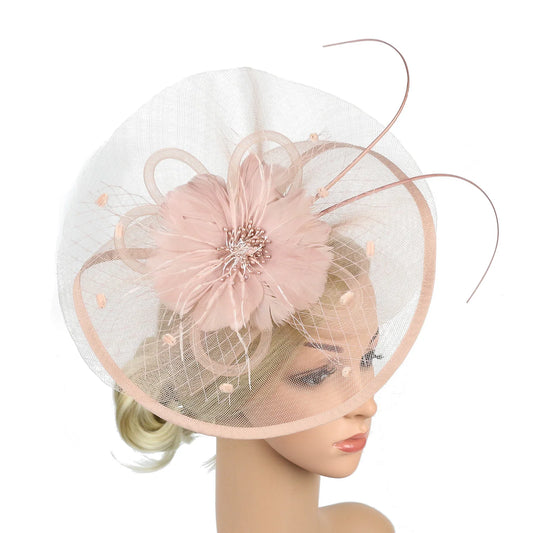 Women’s Fascinator Hat with Feather & Mesh – Alice Headband Hair Clip for Weddings, Cocktail Parties, Kentucky Derby & Tea Parties