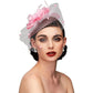 Elegant Birdcage Veil Fascinator with Flowers & Feathers – Women’s Wedding, Tea Party & Cocktail Headpiece
