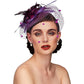 Elegant Birdcage Veil Fascinator with Flowers & Feathers – Women’s Wedding, Tea Party & Cocktail Headpiece