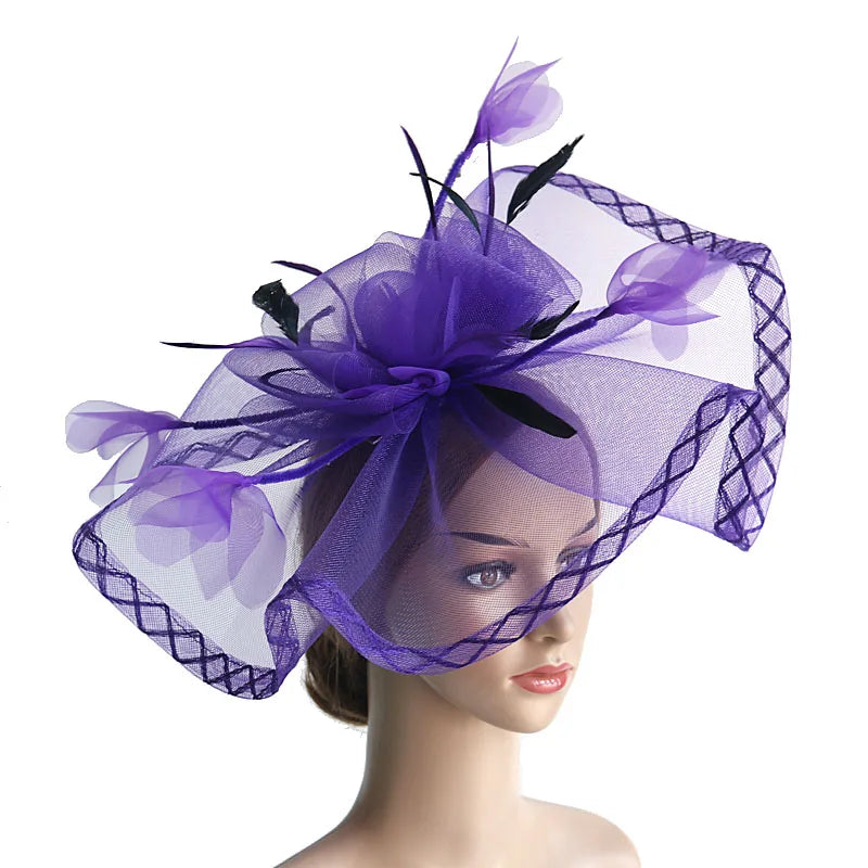 Fascinators Hat Mesh Floral Feather Fascinator Headband for Wedding Cocktail Tea Party or Special Occasion