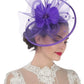 Women’s Fascinator Hat with Feather & Mesh – Alice Headband Hair Clip for Weddings, Cocktail Parties, Kentucky Derby & Tea Parties