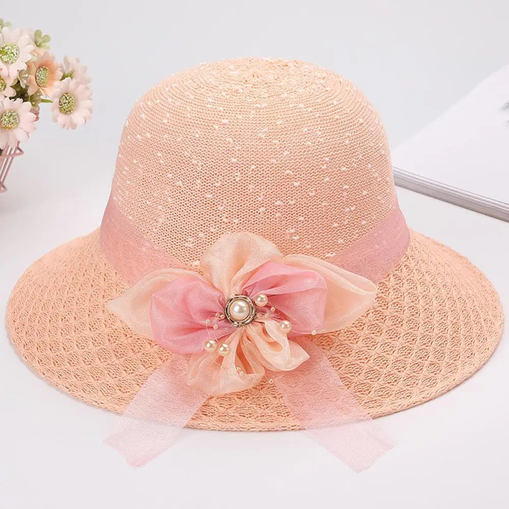 2025 Summer Women’s Sun Protection Straw Hat – Wide Brim Panama Beach Cap with Bowknot Ribbon for Ladies & Girls Outdoor