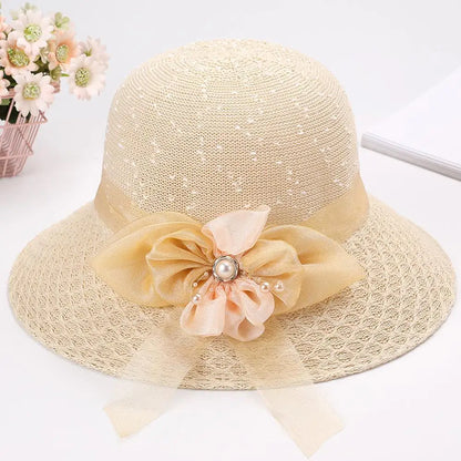 2025 Summer Women’s Sun Protection Straw Hat – Wide Brim Panama Beach Cap with Bowknot Ribbon for Ladies & Girls Outdoor