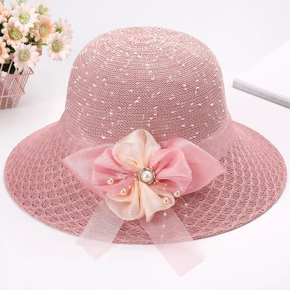 2025 Summer Women’s Sun Protection Straw Hat – Wide Brim Panama Beach Cap with Bowknot Ribbon for Ladies & Girls Outdoor