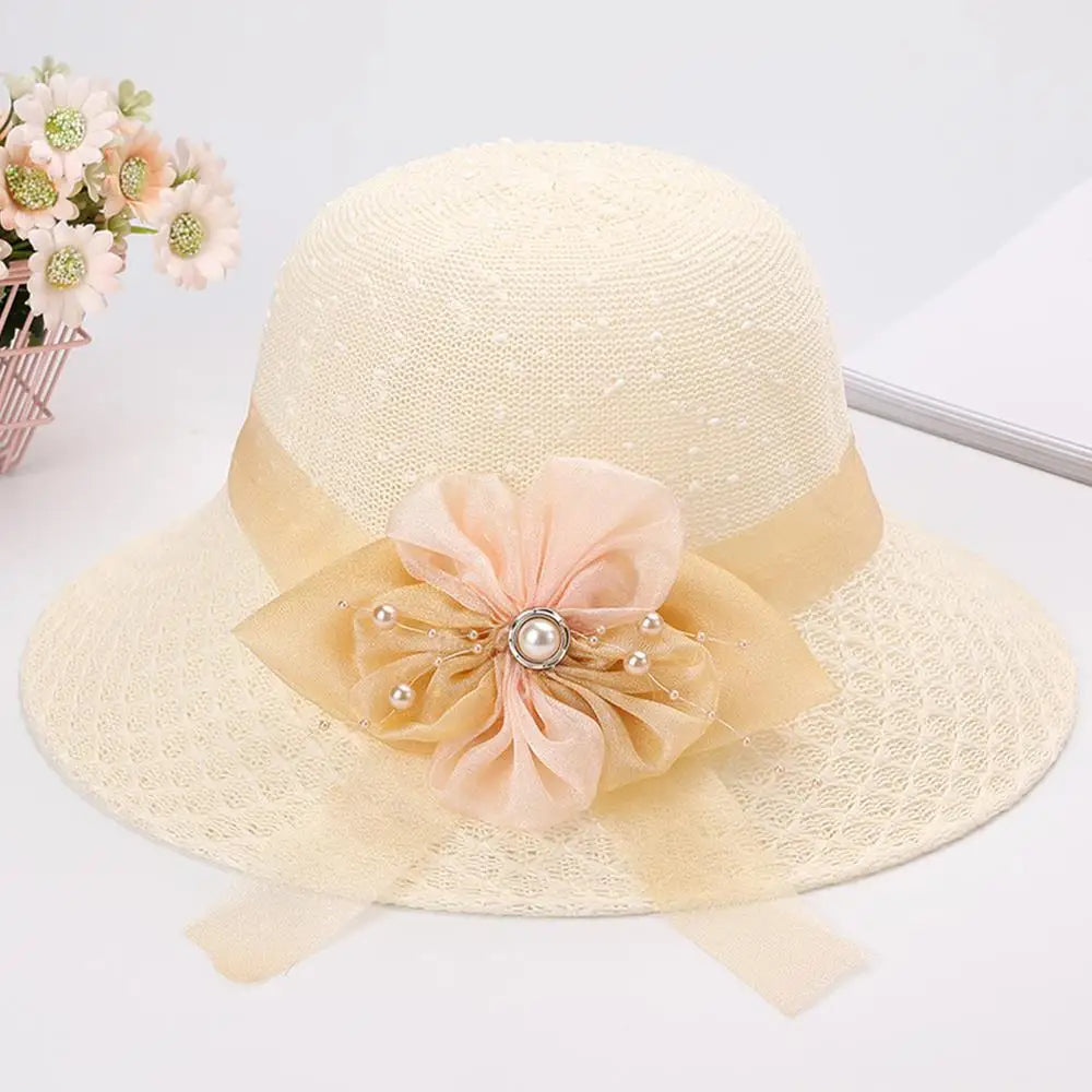 2025 Summer Women’s Sun Protection Straw Hat – Wide Brim Panama Beach Cap with Bowknot Ribbon for Ladies & Girls Outdoor