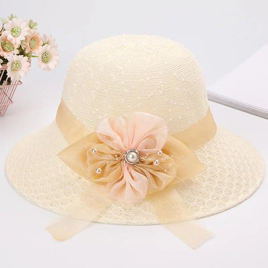 2025 Summer Women’s Sun Protection Straw Hat – Wide Brim Panama Beach Cap with Bowknot Ribbon for Ladies & Girls Outdoor