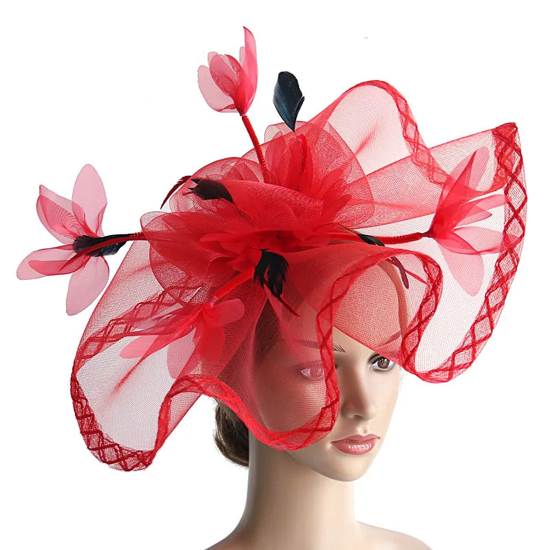 Fascinators Hat Mesh Floral Feather Fascinator Headband for Wedding Cocktail Tea Party or Special Occasion