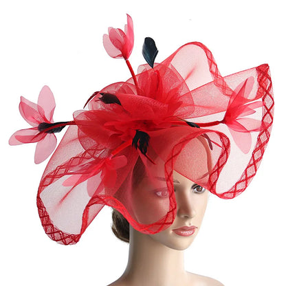 Fascinators Hat Mesh Floral Feather Fascinator Headband for Wedding Cocktail Tea Party or Special Occasion