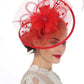 Women’s Fascinator Hat with Feather & Mesh – Alice Headband Hair Clip for Weddings, Cocktail Parties, Kentucky Derby & Tea Parties