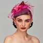 Elegant Birdcage Veil Fascinator with Flowers & Feathers – Women’s Wedding, Tea Party & Cocktail Headpiece