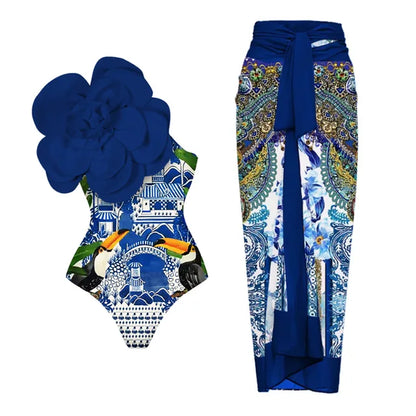 2024 New Flower One Piece Luxury Swimsuit Women Swimwear Monokini Bodysuit Bathing Suit Beach Wear