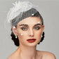 Elegant Birdcage Veil Fascinator with Flowers & Feathers – Women’s Wedding, Tea Party & Cocktail Headpiece
