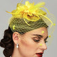 Elegant Birdcage Veil Fascinator with Flowers & Feathers – Women’s Wedding, Tea Party & Cocktail Headpiece