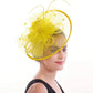 Women’s Fascinator Hat with Feather & Mesh – Alice Headband Hair Clip for Weddings, Cocktail Parties, Kentucky Derby & Tea Parties