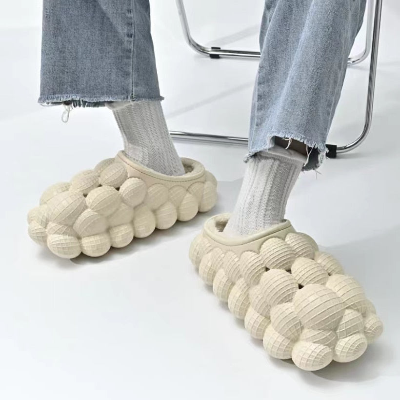 Furry Bubble Slides for Men /Women With Charms