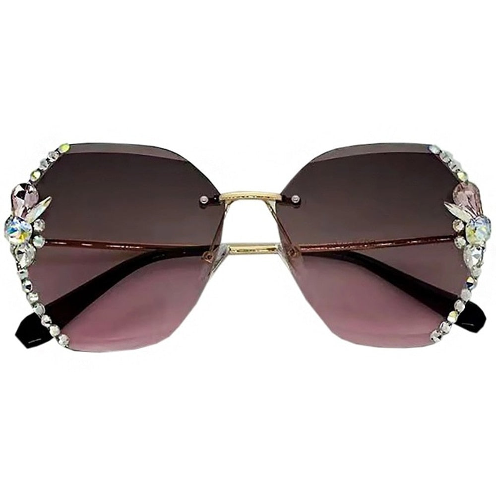 Luxury Brand Design Vintage Rimless Sunglasses Women Men Fashion Gradient