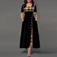 Fashion Half Sleeve Plaid Print Button Detail Maxi Dress