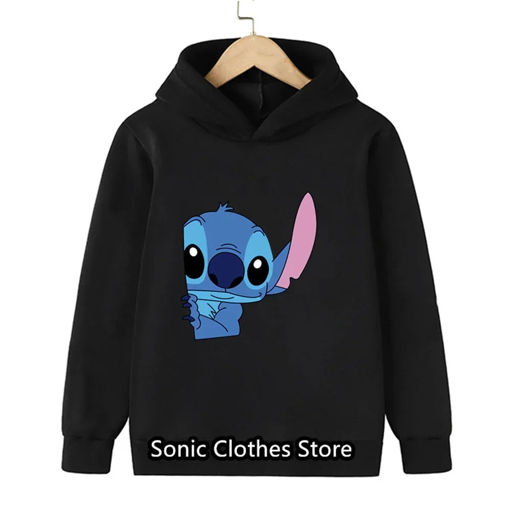 90s Y2k Anime Disney Stitch Hoodie Girls Children Cartoon Clothes Kid Boys Lilo Stitch Sweatshirt Manga Hoody Baby Casual Top