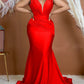 Elegant Evening Dress Long Party Gown Sexy Deep V Sleeveless Mermaid Bodycon Maxi