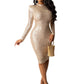 Sequined Bodycon O-neck Party Dress for Women