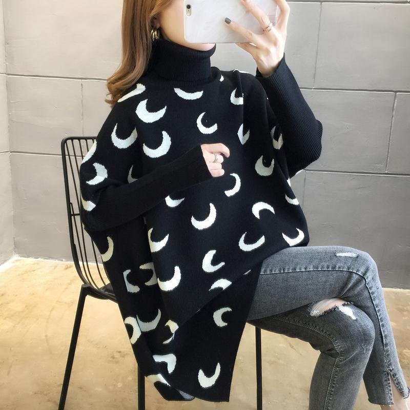One Size Turtleneck cape moon Sweater for Women