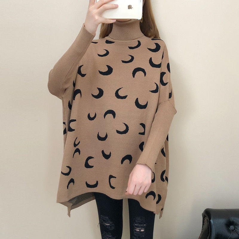 One Size Turtleneck cape moon Sweater for Women