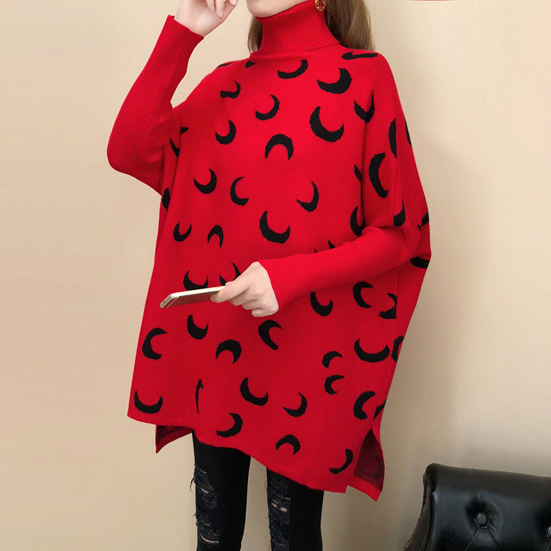 One Size Turtleneck cape moon Sweater for Women