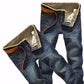 Slim Fit Classic Straight Stretch Denim Pants Trousers - Jeans