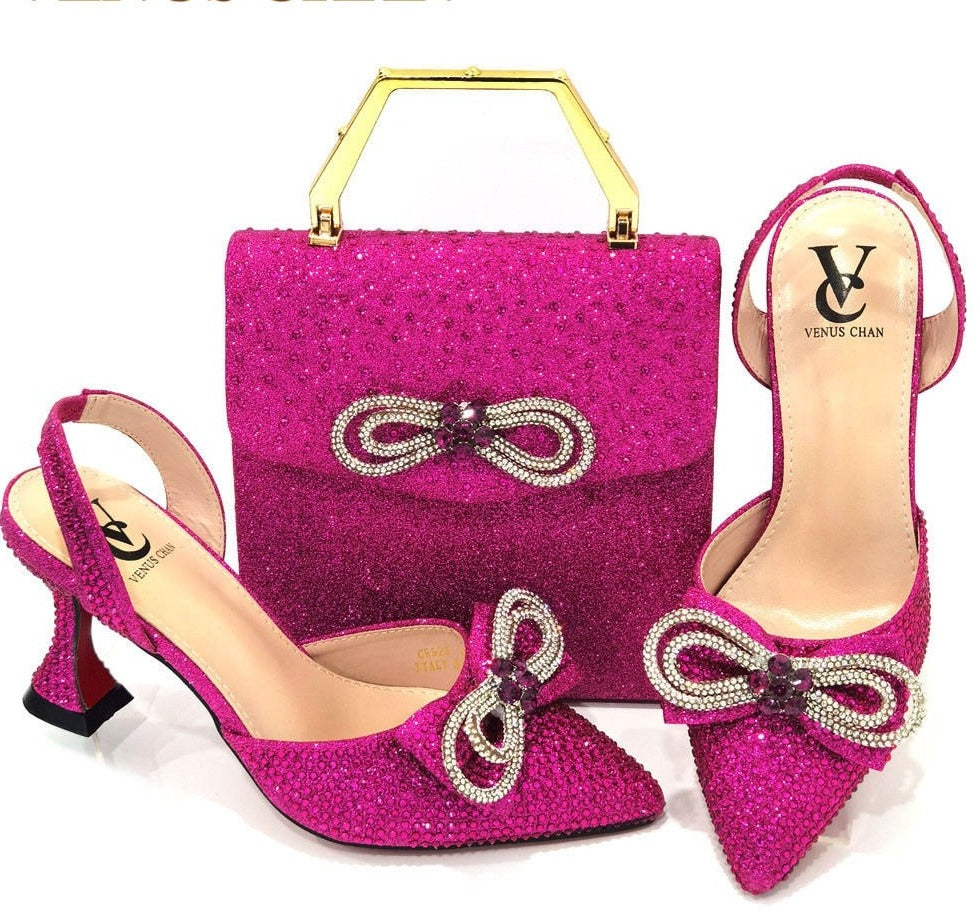 Pointed Sandals Shoes with Designer Bag for Women