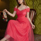 Off Shoulder Ankle Length Prom Dress