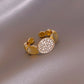 Round Square Adjustable Gold Color Ring