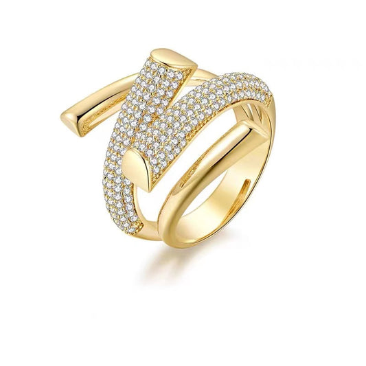 Zircon Metal Cross Opening Ring
