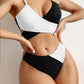 Matching Thick Pit Strip Cross Straps High Waist Bikini- Two piece