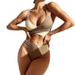Matching Thick Pit Strip Cross Straps High Waist Bikini- Two piece