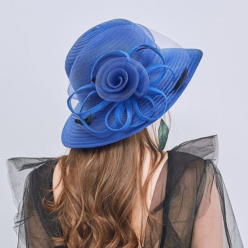 Elegant Flower Organza Hat For Women