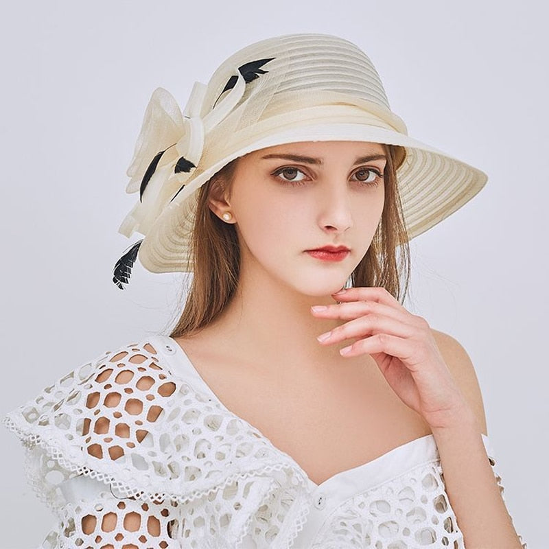Elegant Flower Organza Hat For Women