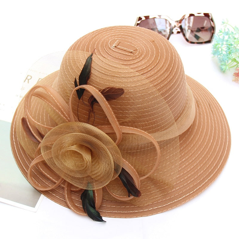 Elegant Flower Organza Hat For Women