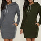 Knee-length Sweatshirt Hooded Dress