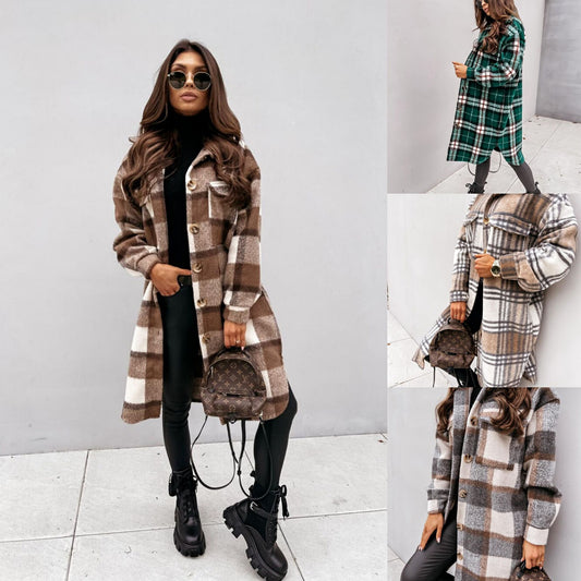 High-quality Soft Warm Winter Women's Plaid Shirt