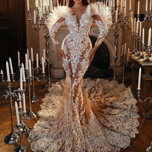 White Mermaid Evening Dress