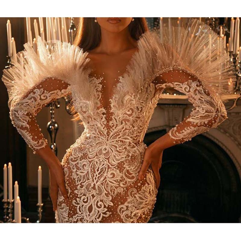 White Mermaid Evening Dress