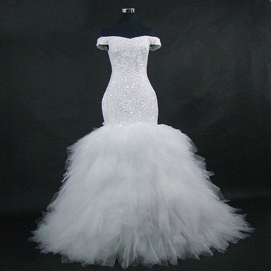 White Off The Shoulder Wedding Dress